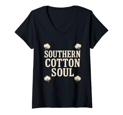 Damen Baumwollpflücken Southern Farm Humor State Pride Heritage T-Shirt mit V-Ausschnitt Damen Baumwollpflücken Southern Farm Humor State Pride Heritage T-Shirt mit V-Ausschnitt von Cotton Farmer Mom Daughter Rural Blessing Life Tee