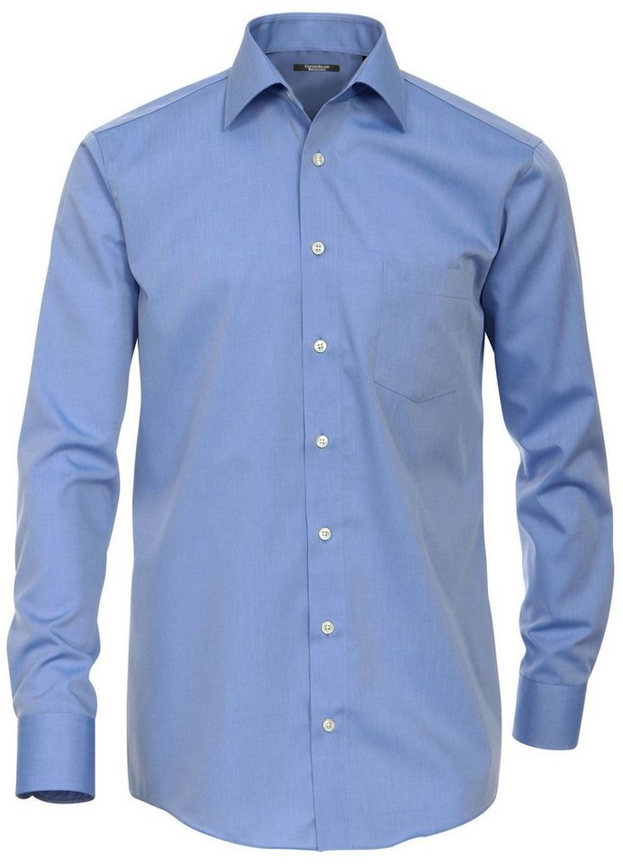 Cotton Island Langarmhemd Herren Langarm Hemd Businesshemd comfort fit Kentkragen uni, blau HL18 von Cotton Island