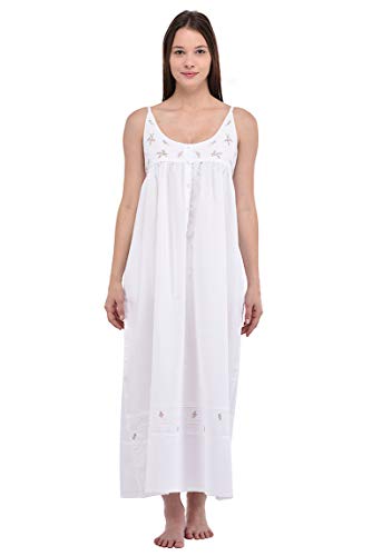 Cotton Lane Besticktes Nachthemd aus weißer Baumwolle für Damen von Cotton Lane