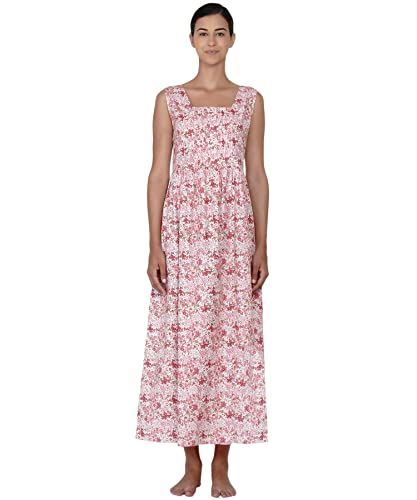 Cotton Lane Kleid aus Baumwolle mit quadratischem Ausschnitt, Rose_Rosa_Grün_lang, 42 Cotton Lane Kleid aus Baumwolle mit quadratischem Ausschnitt, Rose_Rosa_Grün_lang, 42 von Cotton Lane