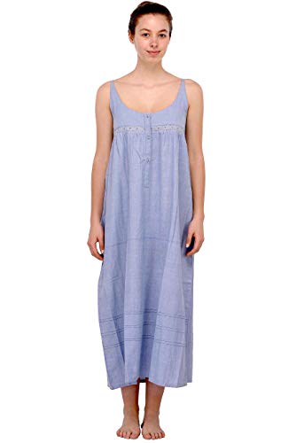 Cotton Lane Nightingales Plus Size Damen Chambray Baumwollkleid/Nachthemd von Cotton Lane