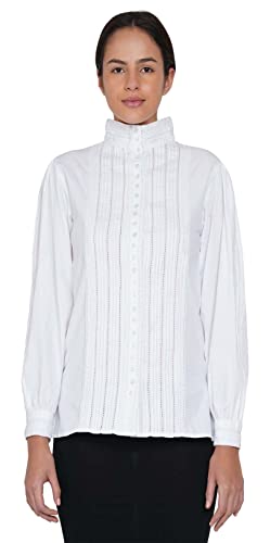 Cotton Lane Weiße Baumwollbluse im viktorianischen Stil. Gr. 56, weiß von Cotton Lane