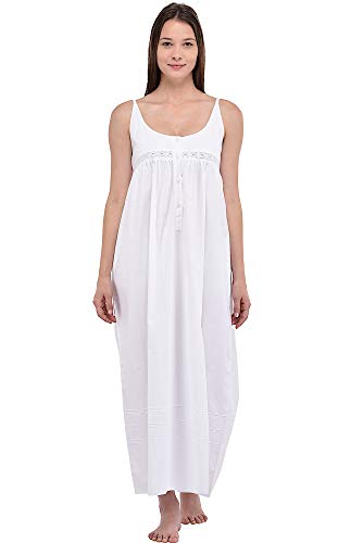 Cotton Lane Nightingales Plus Size Damen weißes Nachthemd aus Baumwolle | Baumwollstraße von Cotton Lane