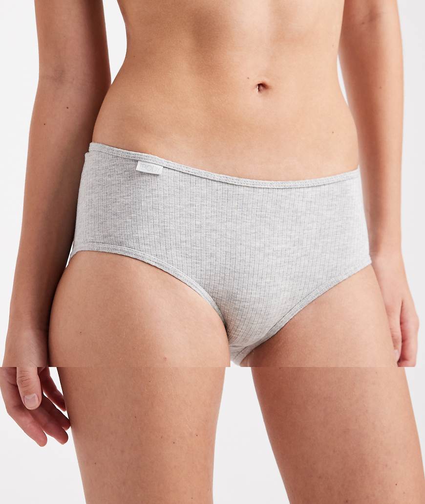 Cotton On - 2er-Pack gerippte Boyleg-Slips aus Baumwolle in meliertem Grau und Schwarz-Bunt von Cotton On