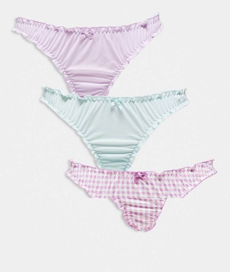 Cotton On - 3er-Pack Tangas mit Kräuselsaum-Bunt von Cotton On