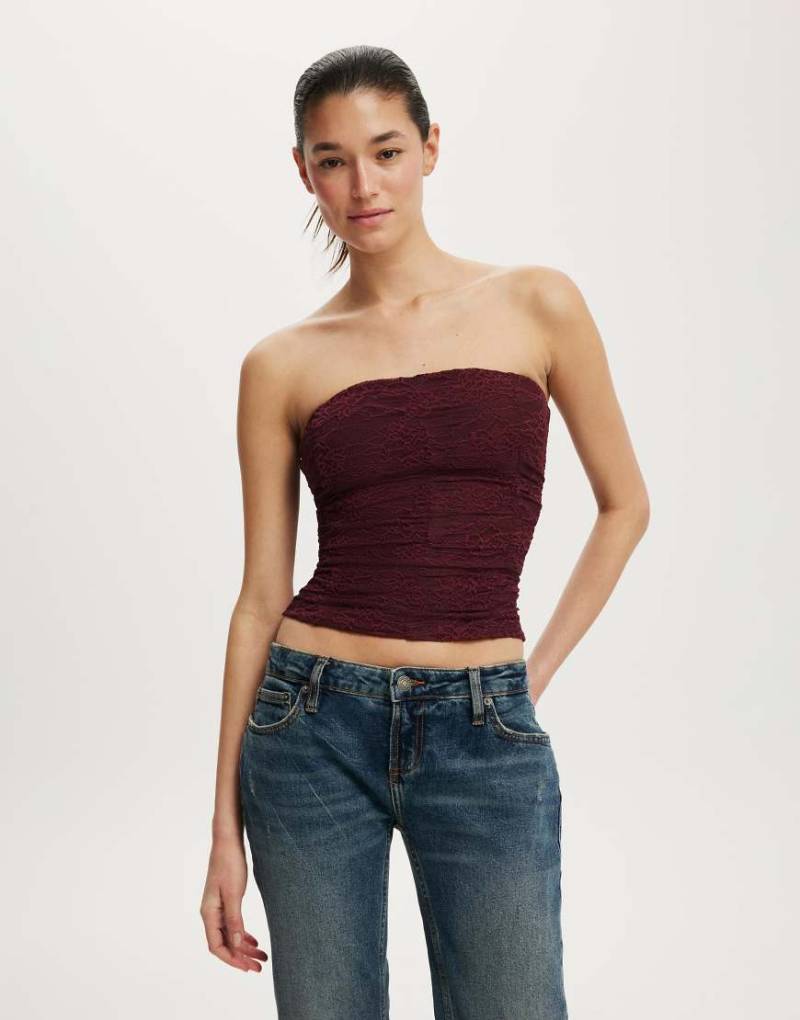Cotton On - Cara - Trägerloses Korsett in Burgunderrot-Rotbraun von Cotton On