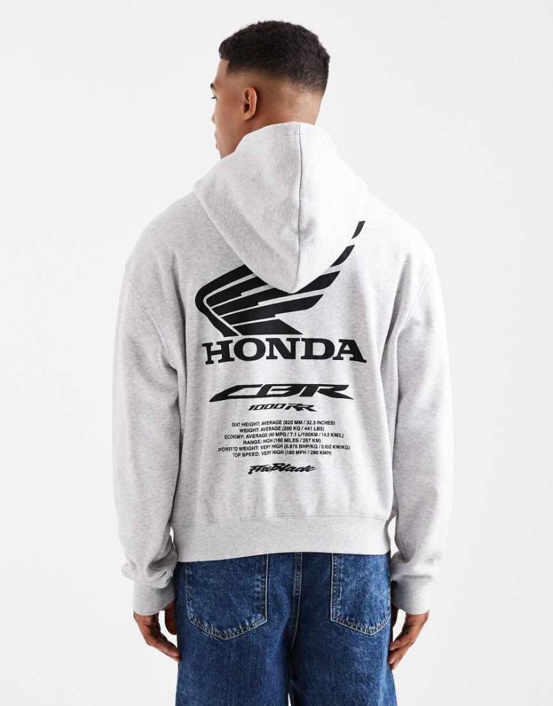 Cotton On - Cropped Fit Kapuzenpullover in Grau mit „Honda JT Racing"-Print von Cotton On