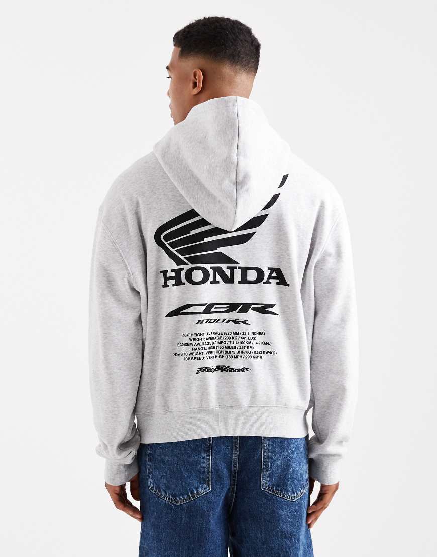 Cotton On - Cropped Fit Kapuzenpullover in Grau mit „Honda JT Racing"-Print von Cotton On