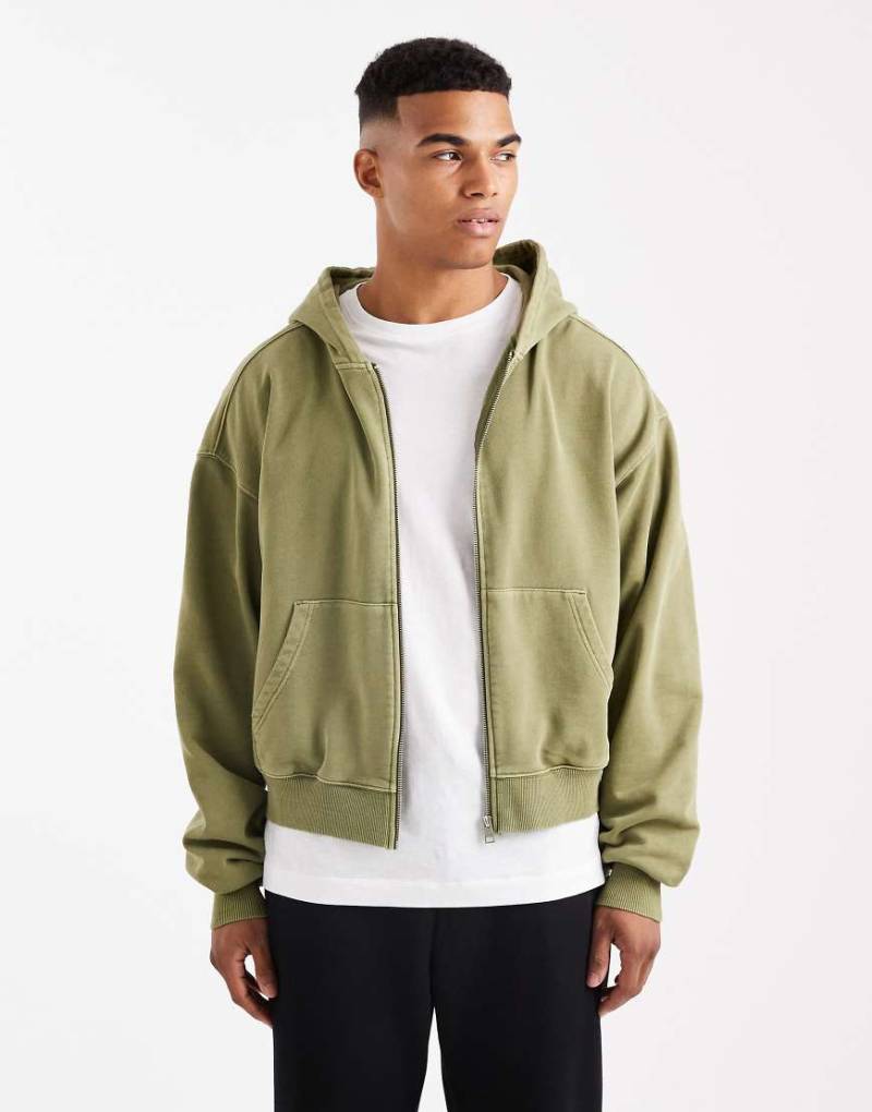 Cotton On - Cropped-Kapuzenjacke in Grün mit Reißverschluss Cotton On - Cropped-Kapuzenjacke in Grün mit Reißverschluss von Cotton On