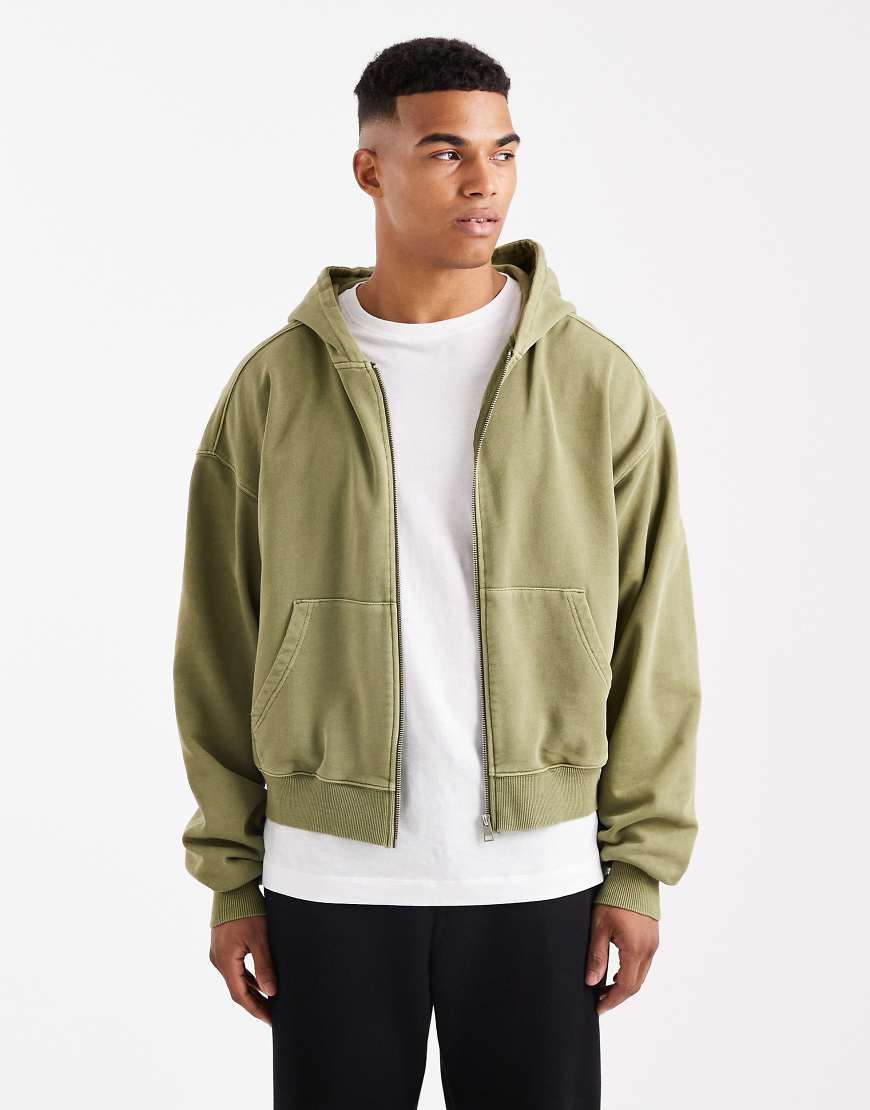 Cotton On - Cropped-Kapuzenjacke in Grün mit Reißverschluss Cotton On - Cropped-Kapuzenjacke in Grün mit Reißverschluss von Cotton On