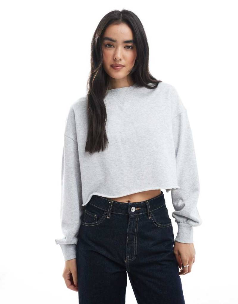 Cotton On - Cropped Sweatshirt in zartem meliertem Grau von Cotton On