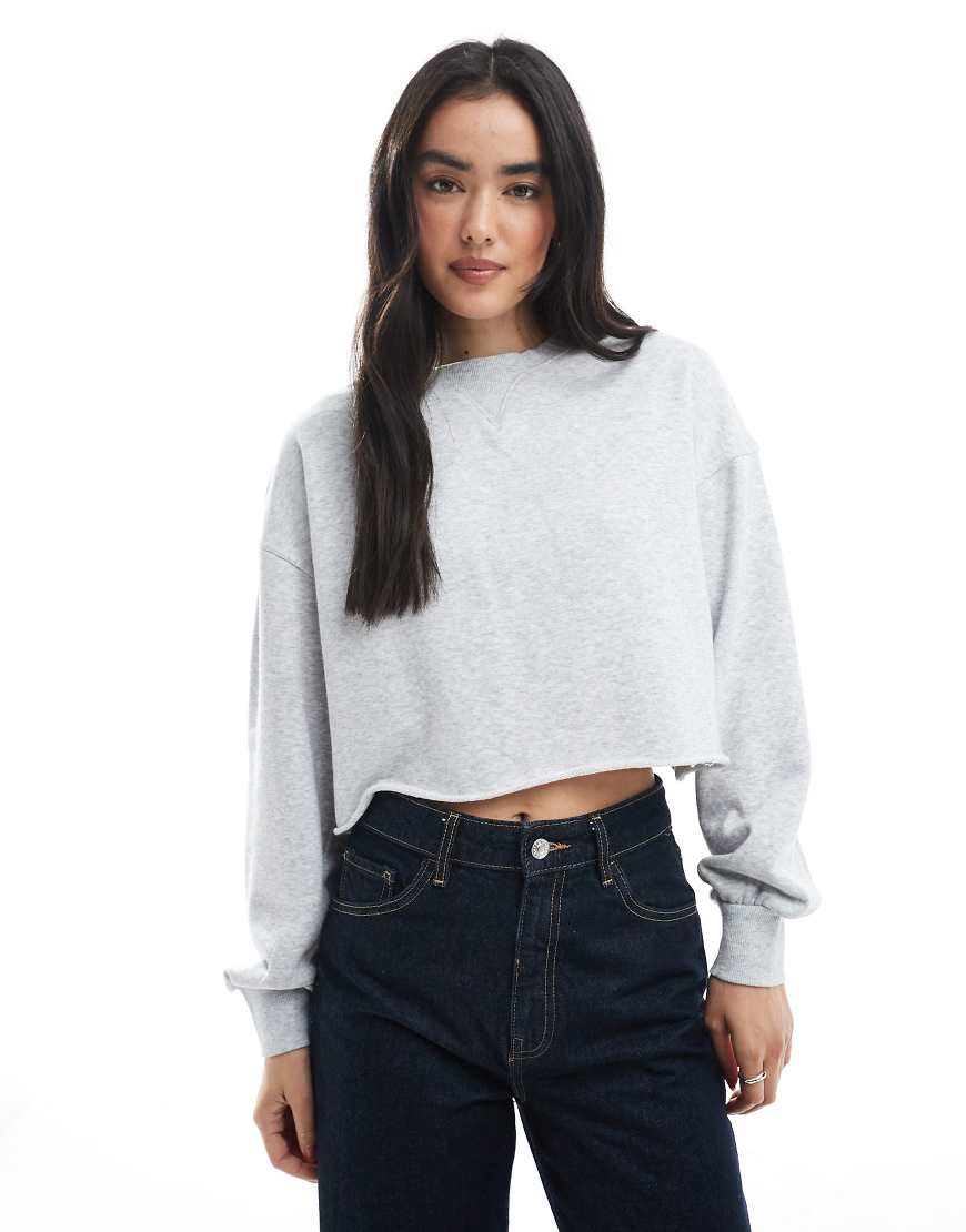 Cotton On - Cropped Sweatshirt in zartem meliertem Grau von Cotton On