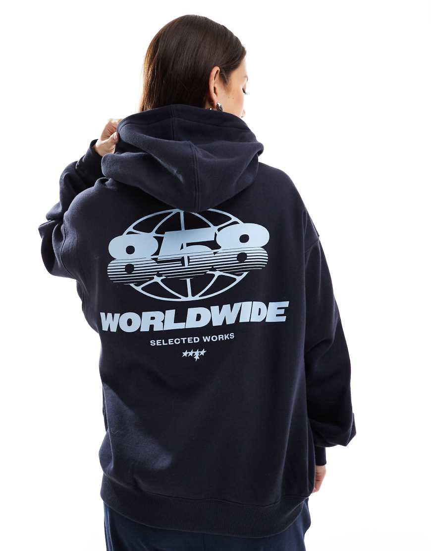 Cotton On - Cropped-T-Shirt in dunklem Marineblau mit Print-Schwarz von Cotton On