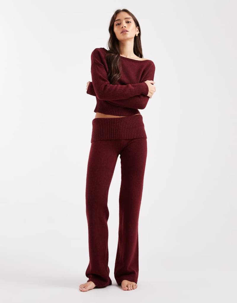 Cotton On - Flauschige Lounge-Hose in Burnt Apple mit umgeschlagenem Bund-Rot von Cotton On
