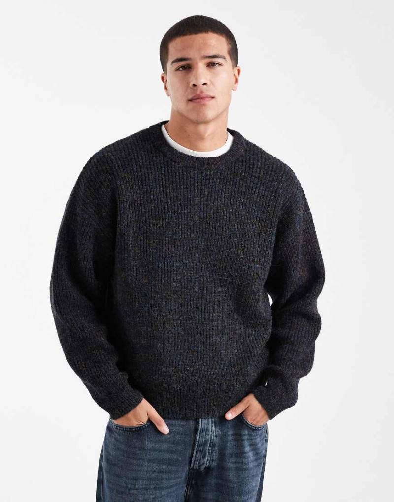 Cotton On - Flauschiger, kastiger Pullover in Marineblau mit Rundhalsausschnitt von Cotton On