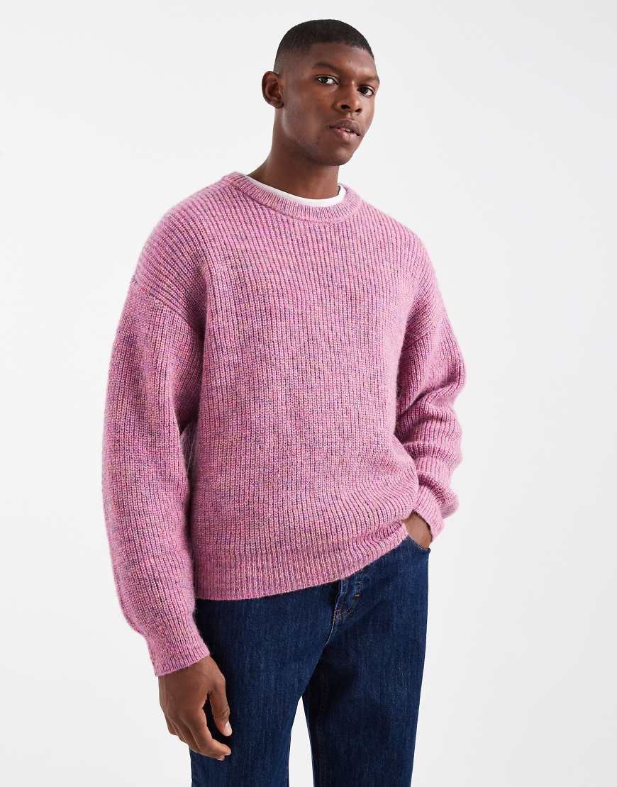 Cotton On - Flauschiger Boxy Fit Rundhals-Strickpullover in Rosa-Bunt von Cotton On