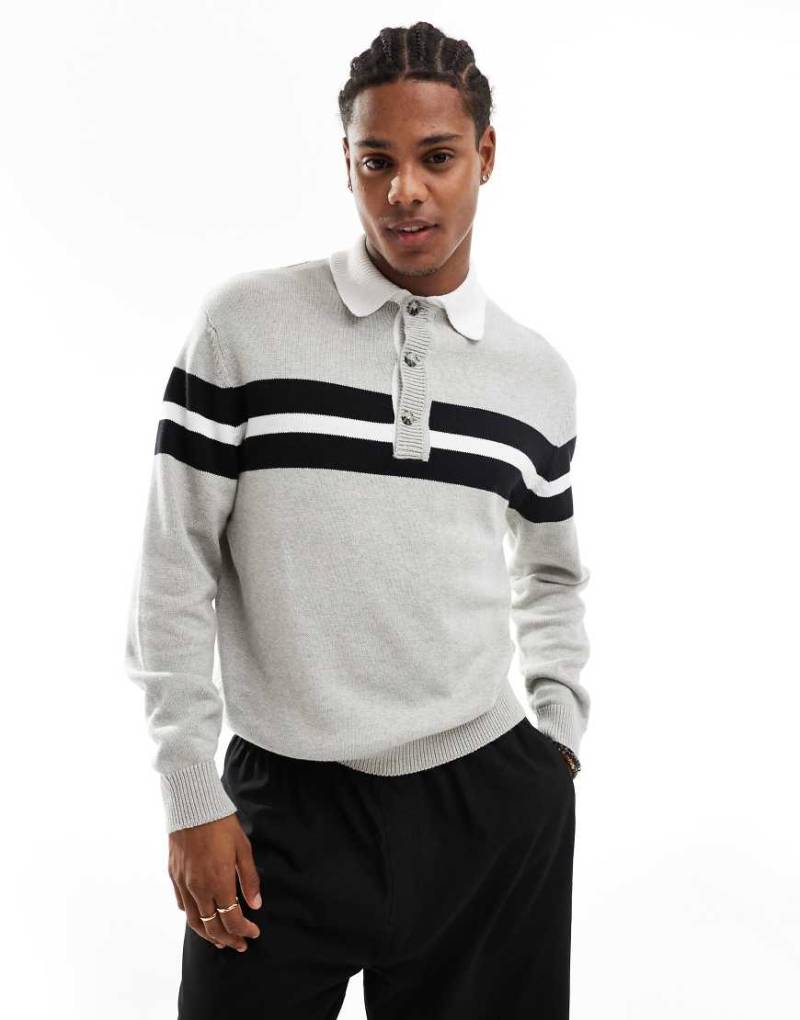 Cotton On - Gestrickter Rugby-Pullover in Grau von Cotton:On