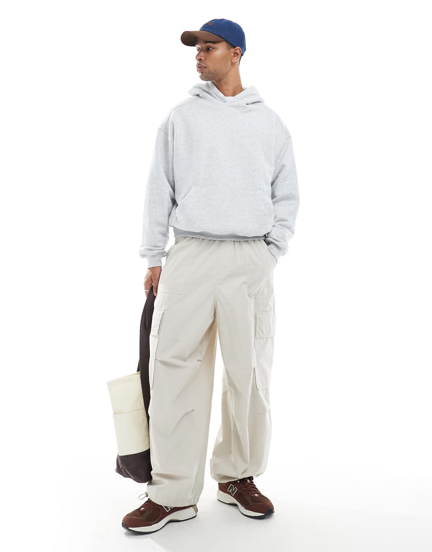 Cotton On - Kapuzenpullover in meliertem Grau mit kastigem Schnitt von Cotton On