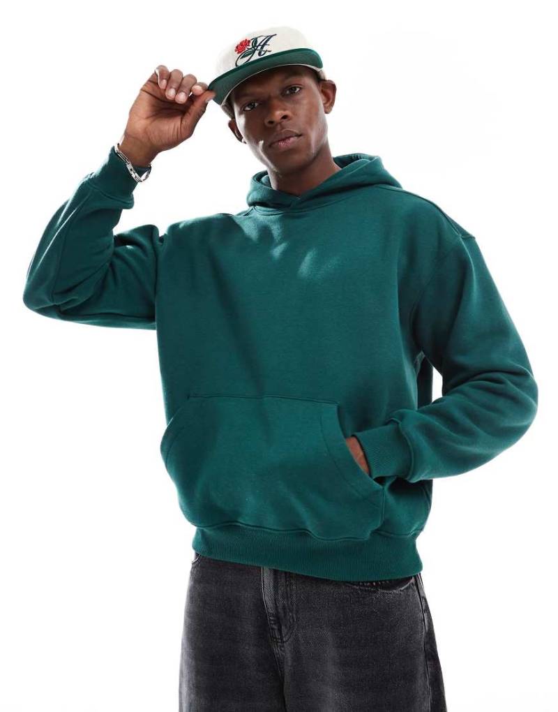 Cotton On - Kastiger Kapuzenpullover aus Fleece in Immergrün von Cotton On