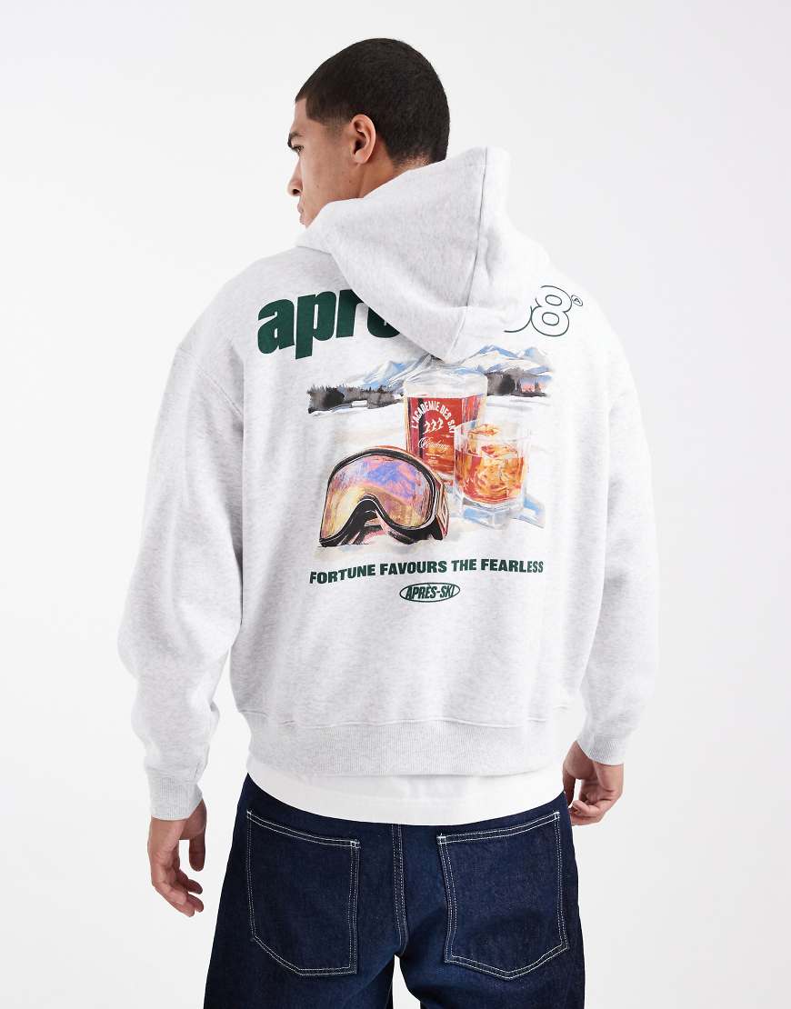 Cotton On - Kastiger Kapuzenpullover in Athletic Marle mit Grafik-Grau von Cotton On