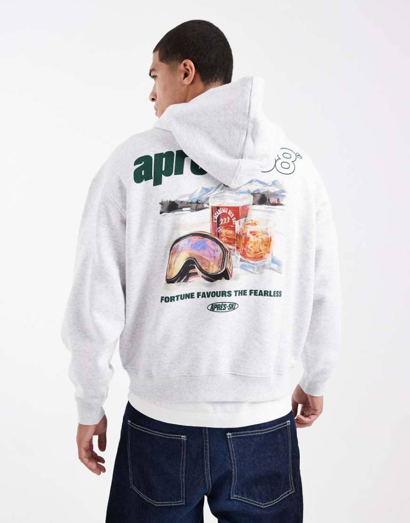 Cotton On - Kastiger Kapuzenpullover in Athletic Marle mit Grafik-Grau von Cotton On