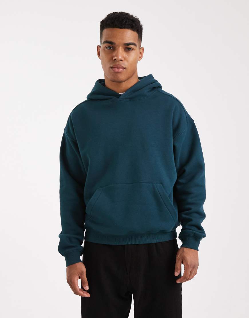 Cotton On - Kastiger Kapuzenpullover in tiefem Petrol-Grün von Cotton On