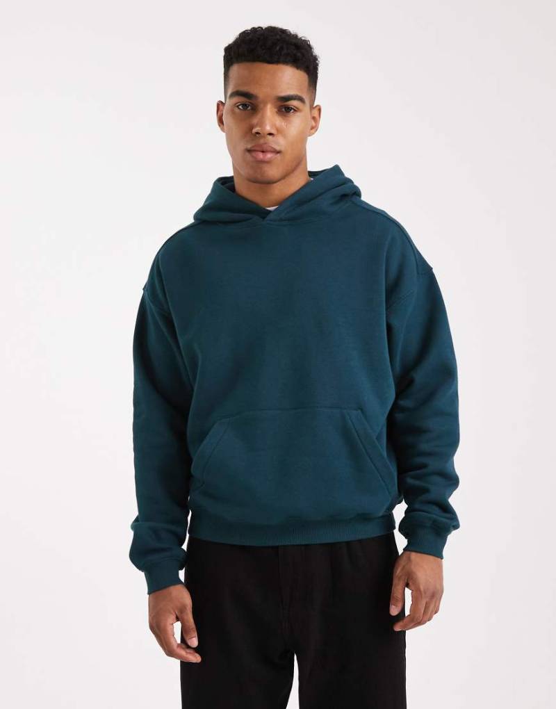 Cotton On - Kastiger Kapuzenpullover in tiefem Petrol-Grün von Cotton On