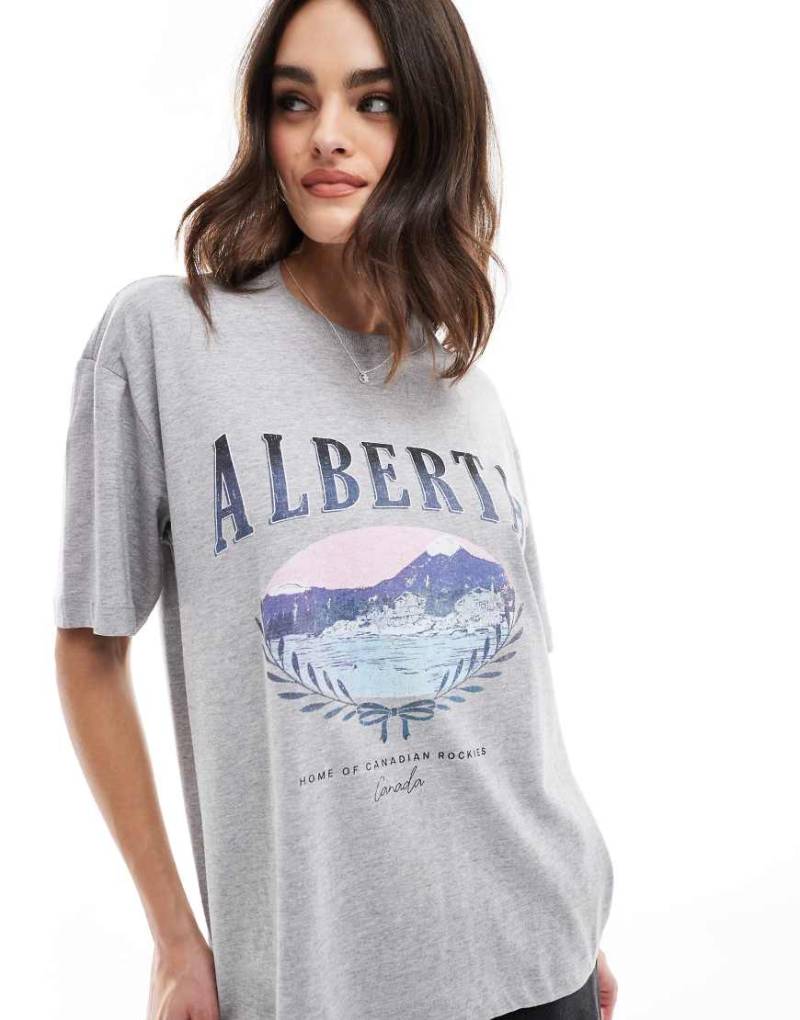 Cotton On - Kastiges T-Shirt in Grau mit „Alberta"-Grafik von Cotton On
