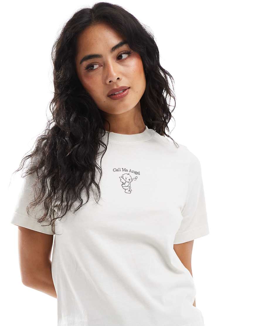 Cotton On - Klassisches T-Shirt in Grau mit Engelsgrafik von Cotton On