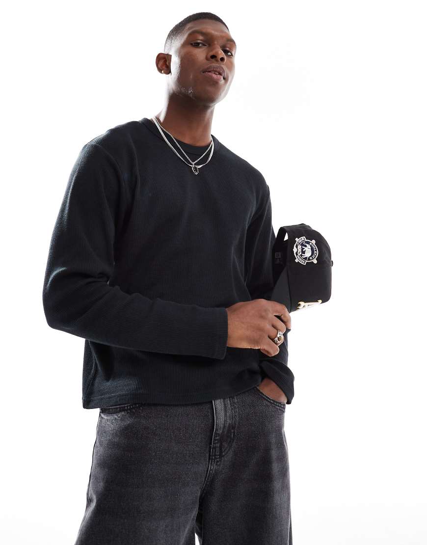 Cotton On - Langärmliges T-Shirt in Schwarz mit Waffelstruktur Cotton On - Langärmliges T-Shirt in Schwarz mit Waffelstruktur von Cotton On