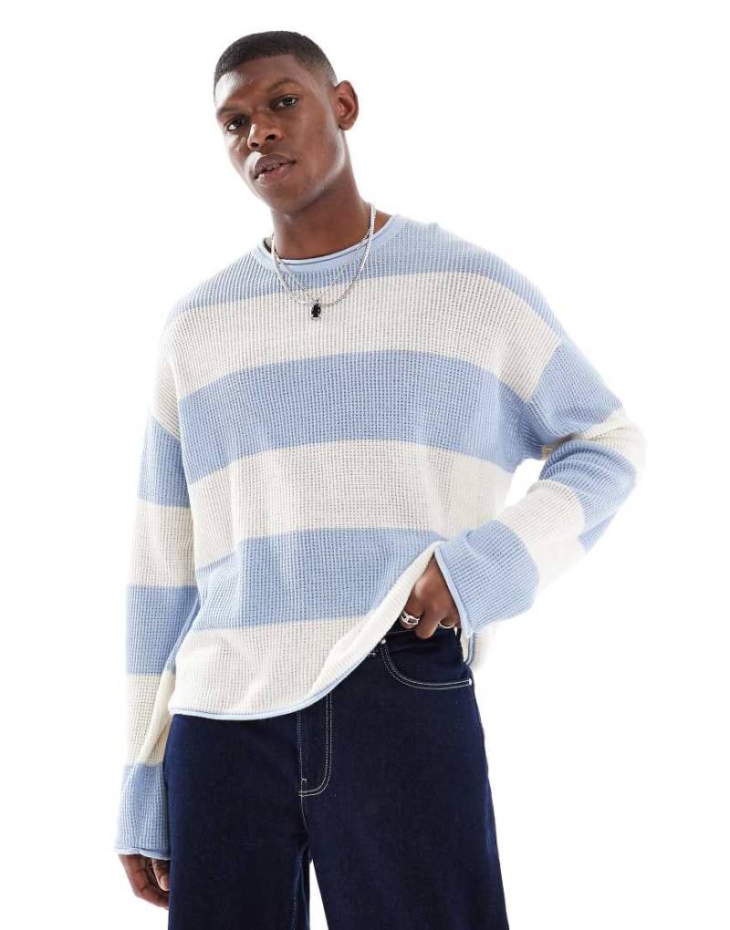 Cotton On - Locker geschnittenes, langärmliges Shirt aus Strick in Blau gestreift von Cotton:On