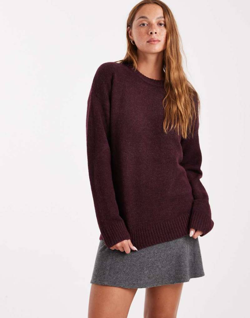 Cotton On - Luxe - Pullover in Burgunderrot mit Rundhalsausschnitt von Cotton:On