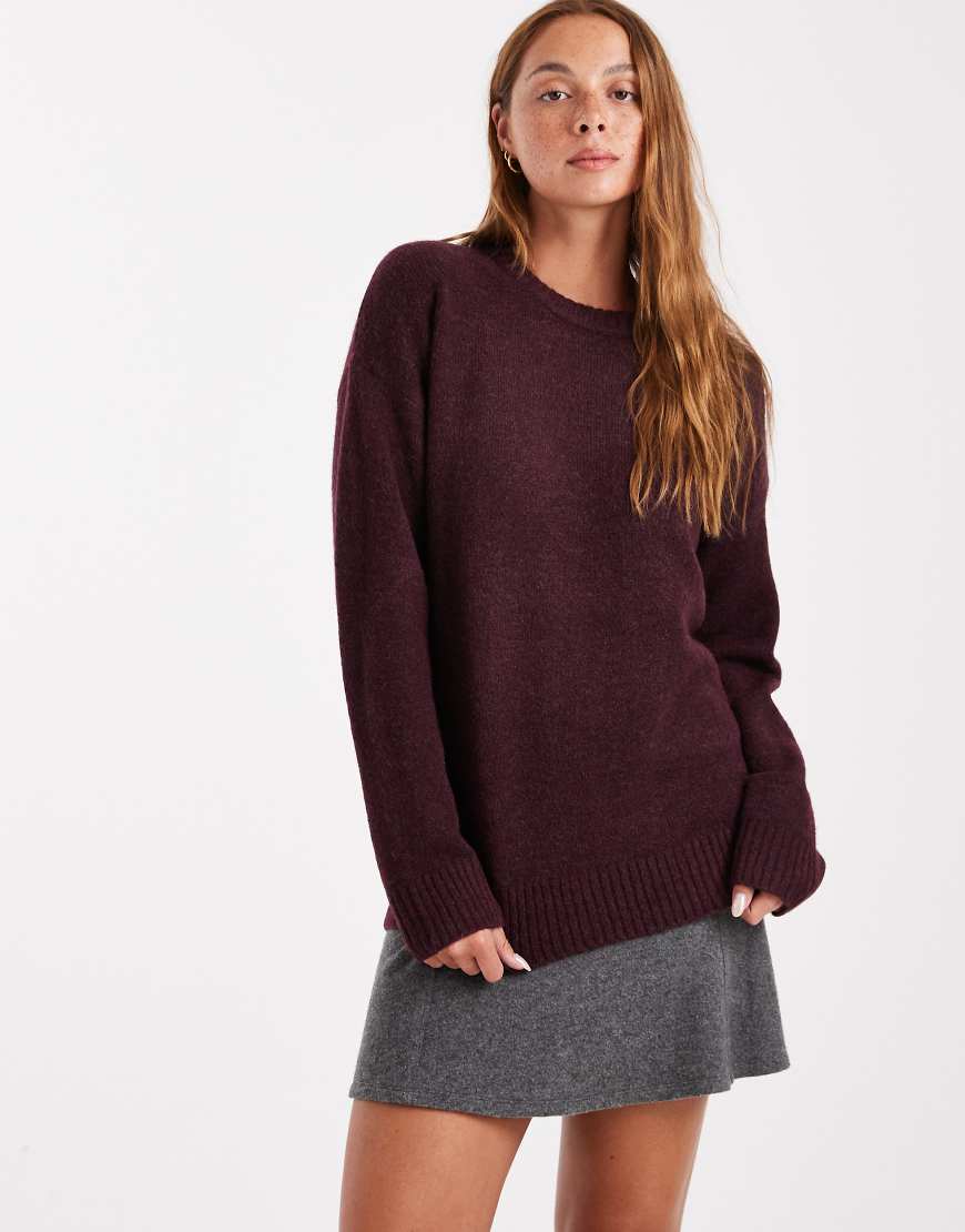 Cotton On - Luxe - Pullover in Burgunderrot mit Rundhalsausschnitt von Cotton:On