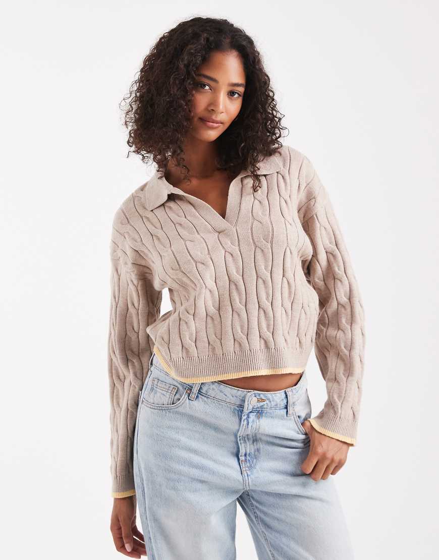 Cotton On - Luxe - Pullover mit Kragen in Eichelbraun-Brown von Cotton:On