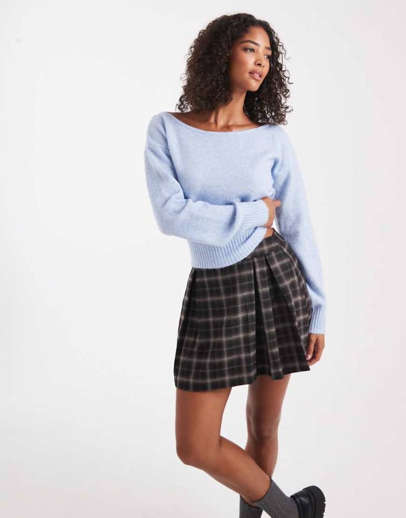 Cotton On - Luxe - Schulterfreier Strickpullover in der Farbe Blue Cosmic Star-Blau von Cotton On