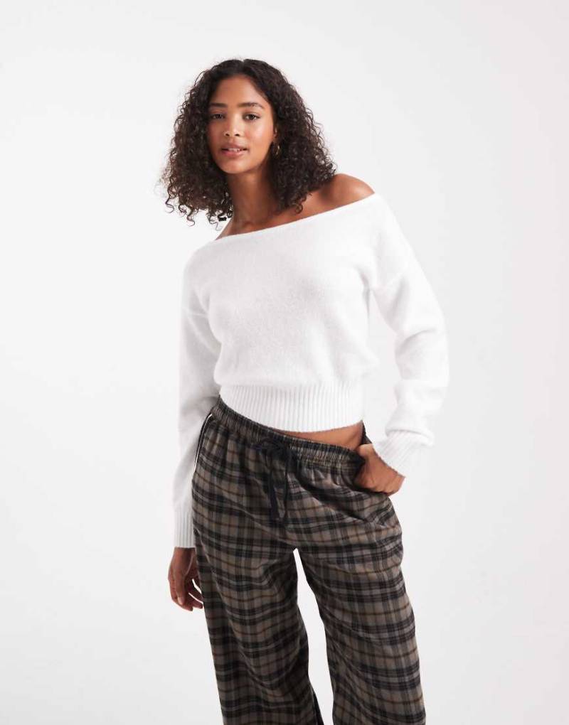 Cotton On - Luxuriöser, schulterfreier Strickpullover in Weiß von Cotton On