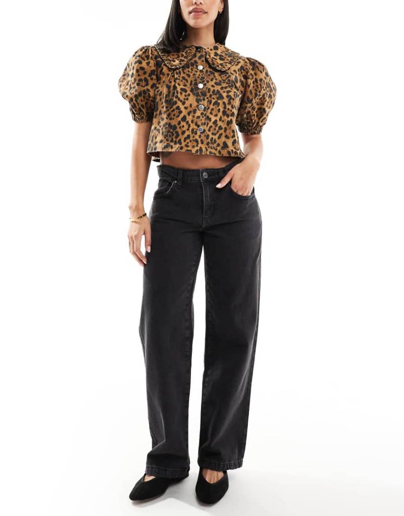 Cotton On - Original - Gerade geschnittene Jeans in Graphitschwarz mit niedrigem Bund von Cotton:On