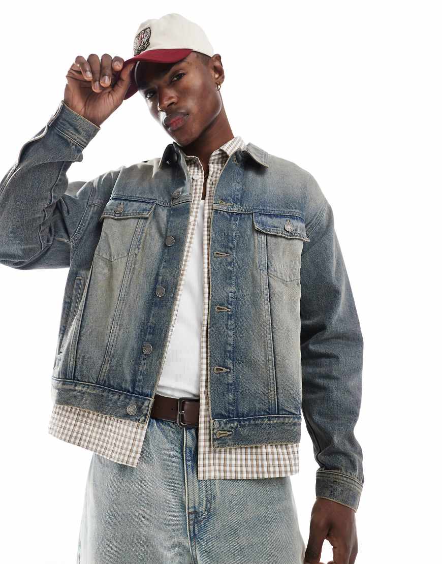 Cotton On - Oversize-Truckerjacke in Sandsturm-Blau von Cotton:On