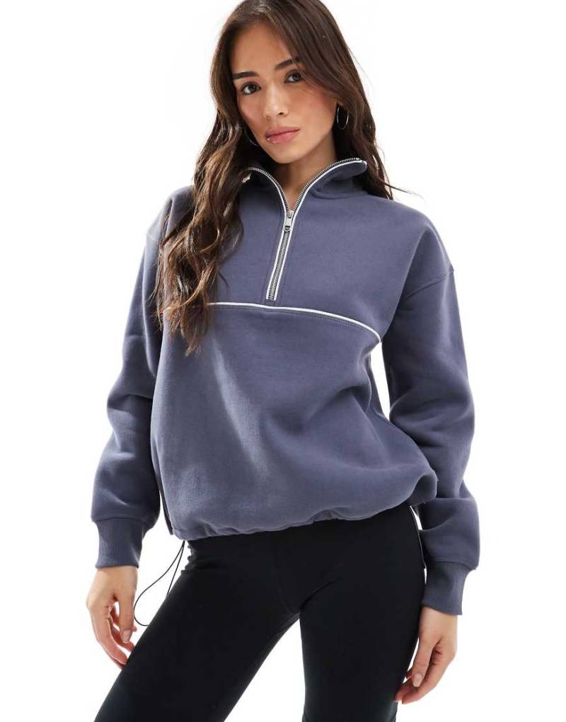 Cotton On - Plush Essential - Sweatshirt in Grau mit kurzem Reißverschluss von Cotton On