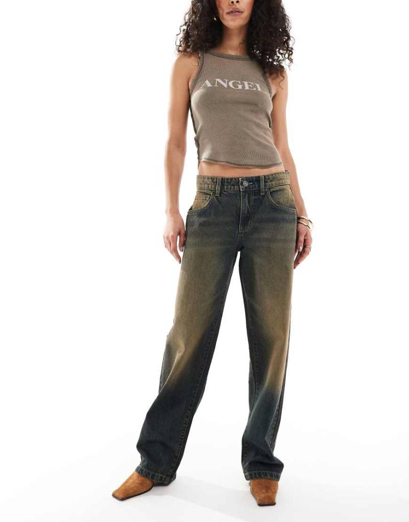 Cotton On - Straight Jeans in Honigblau mit niedrigem Bund von Cotton On