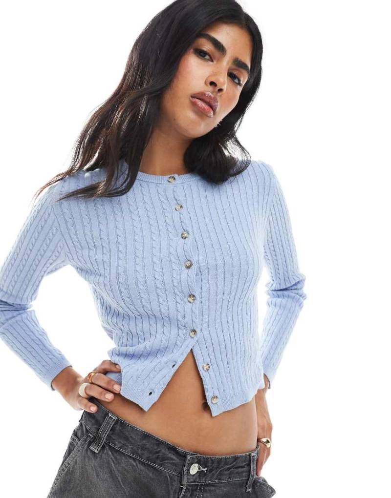 Cotton On - Strickjacke in Entenei-Blau mit Rundhalsausschnitt von Cotton On