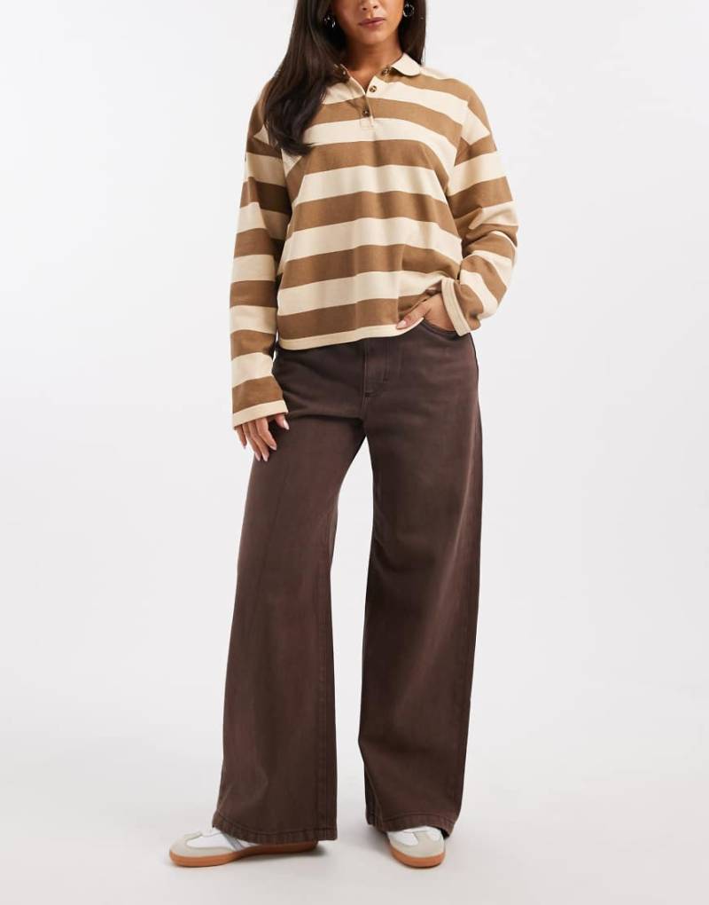 Cotton On - Superweite Jeans in verwaschenem Y2K-Mokka mit niedrigem Bund-Brown von Cotton:On