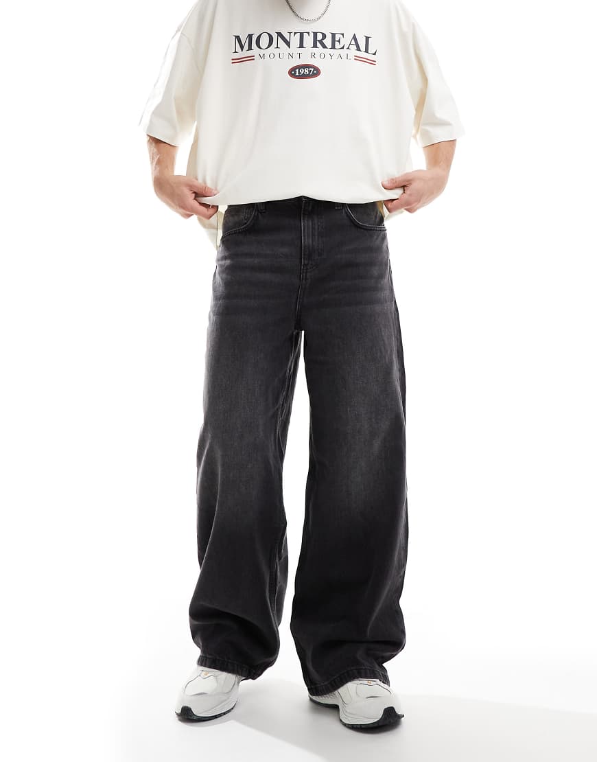 Cotton On - Superweite Jeans in verwaschenem Y2K-Schwarz von Cotton On