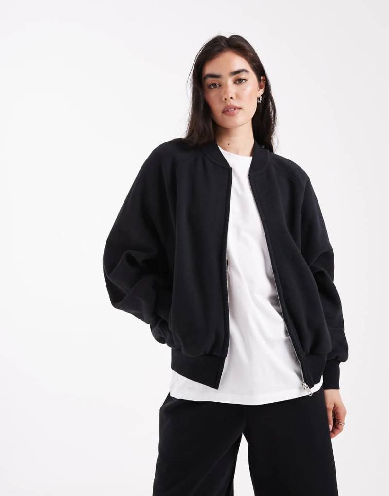 Cotton On - Weiche Bomberjacke in Schwarz mit Reißverschluss von Cotton On