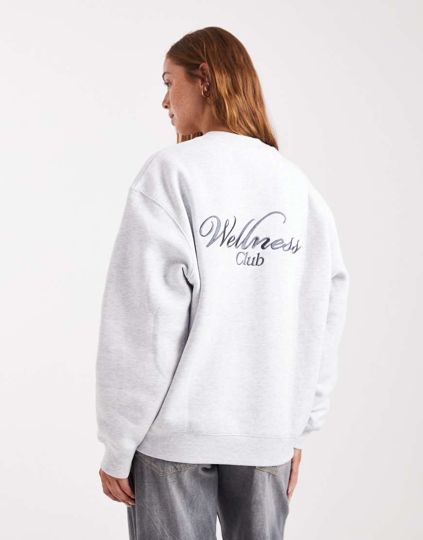 Cotton On - Weiches Sweatshirt in meliertem Grau mit Rundhalsausschnitt und Print von Cotton On