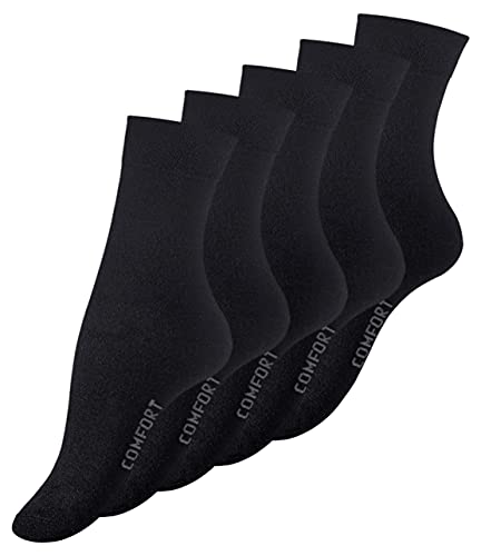 Cotton Prime 10 Paar Damen Socken schwarz, COMFORT, Ohne Gummibund, Baumwolle, Gr. 35-38 von Cotton Prime