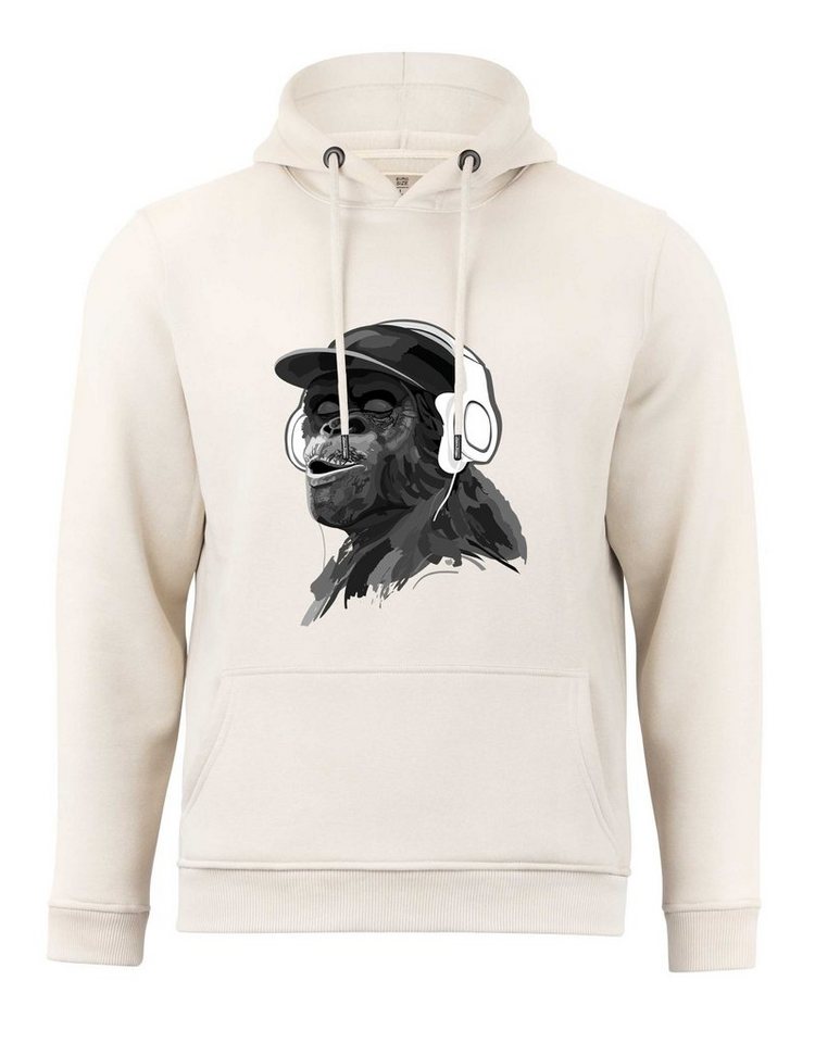 Cotton Prime® Hoodie mit Affenmotiv - Monkey mit DJ-Kopfhörer mit weichem Innenfleece von Cotton Prime®