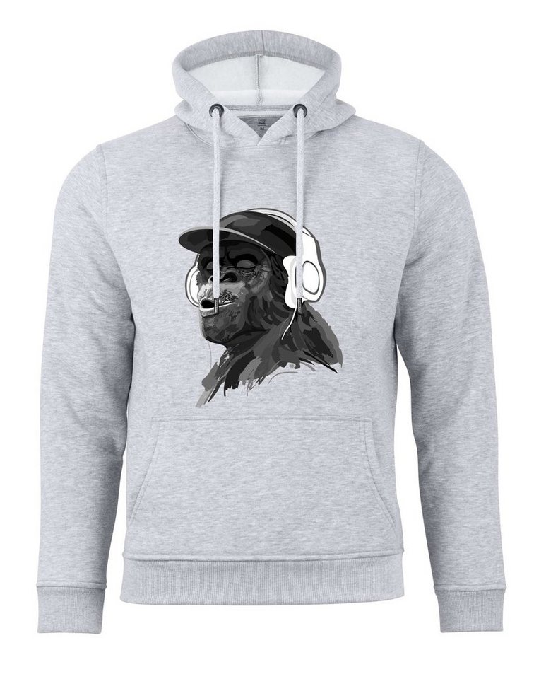 Cotton Prime® Hoodie mit Affenmotiv - Monkey mit DJ-Kopfhörer mit weichem Innenfleece von Cotton Prime®