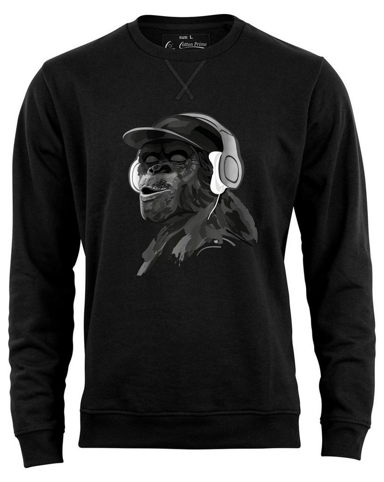 Cotton Prime® Sweatshirt Monkey mit DJ-Kopfhörer mit weichem Innenfleece von Cotton Prime®