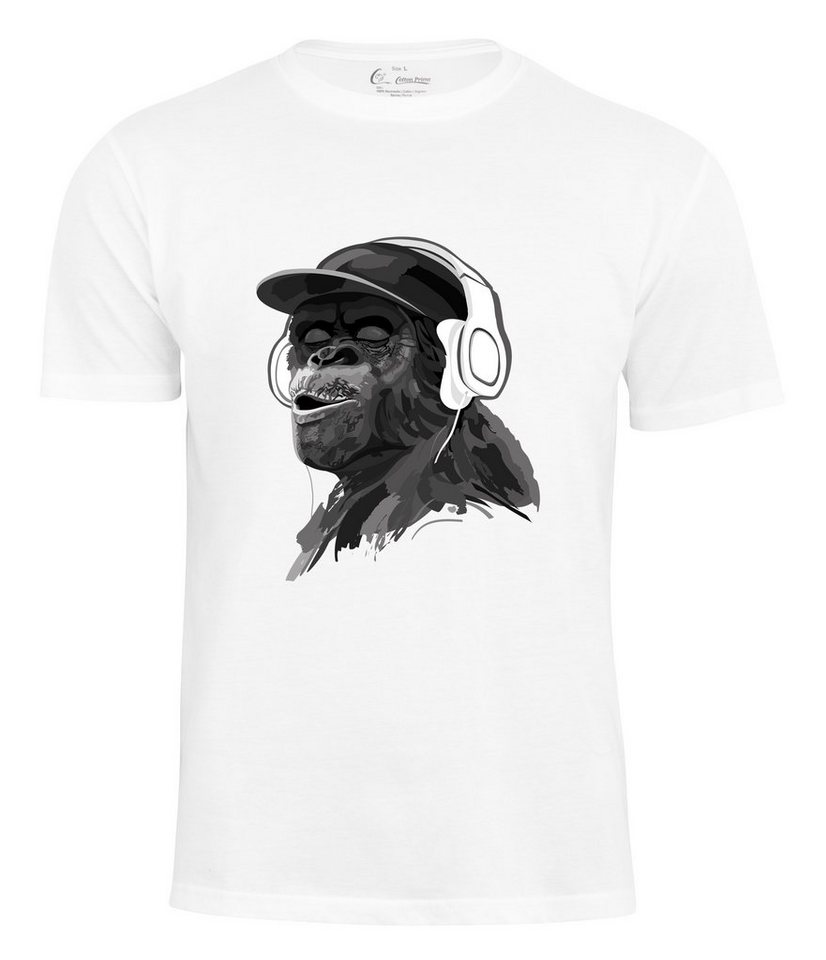 Cotton Prime® T-Shirt mit Affenmotiv - Monkey mit DJ-Kopfhörer von Cotton Prime®